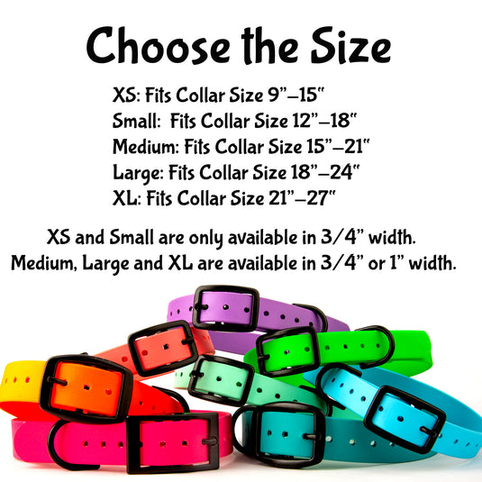 Biothane Dog Collar with Black Classic Rounded Buckle - Waterproof, Visible, Durable and Easy to Clean