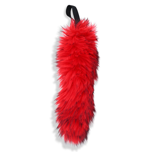Long Fur Sheepskin Dog Lure – Flirt Pole Attachment, Red & Black Tip Long Fur