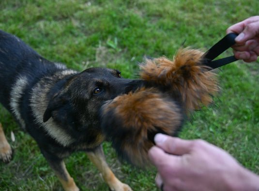 Sheepskin Dog Tug Toy - Handmade, Prey Drive Training, Interactive Play - Sable
