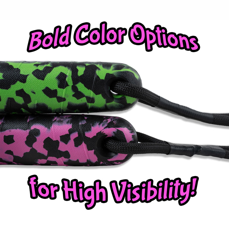 Load image into Gallery viewer, EVA Foam Bumper Dog Toy with Rope Handle, Floating Water Retrieval Toy, Tug &amp; Fetch Training, High Visibility Pink, Green or Orange
