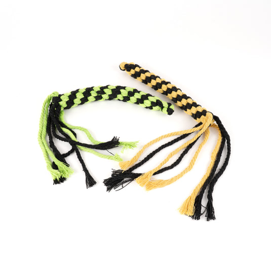 Bright Rope Dog Tug Toy with Loop End - Flirt Pole or Leash Attachment - Yellow & Green Interactive Play Toy