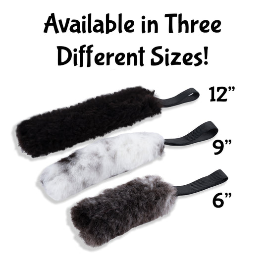 Sheepskin Quick Reward Tug Toy - Single Handle - Three Sizes - Natural Tones - Handmade