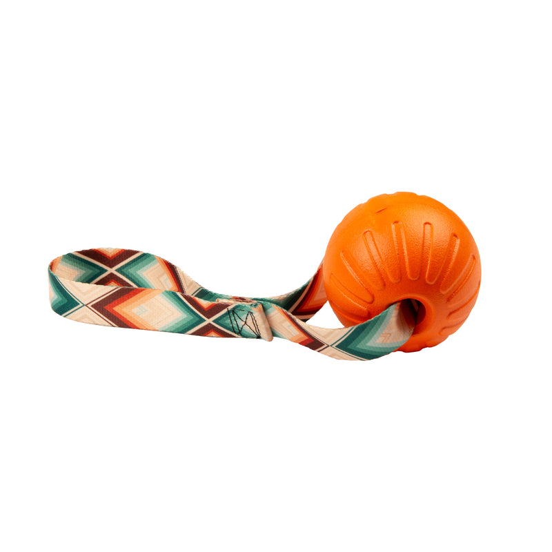 Load image into Gallery viewer, High-Vis Foam Fetch Dog Ball - Durable Nylon Handle, Aztec Orange Handle, Two Sizes
