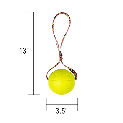 High-Vis Foam Fetch Dog Ball - Durable Nylon Handle, Large 13" x 3.5" Neon Flower Handle