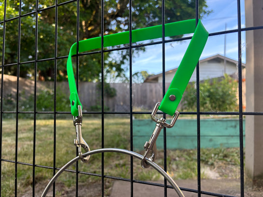 Kennel Bucket Strap - Durable BioThane, Dog Crate & Chain Link Holder, Kennel Accessories, Barn Use