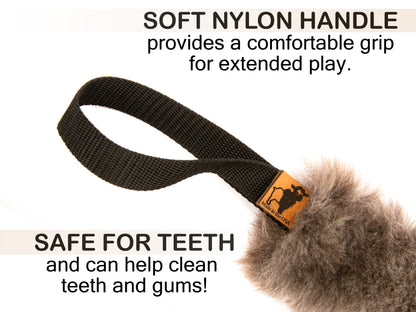 Sheepskin Soft Bite Dog Tug - Training Toy, Building Prey and Toy Drive, Interactive Play, Tug Toy, Real Sheepskin, Dual Handles