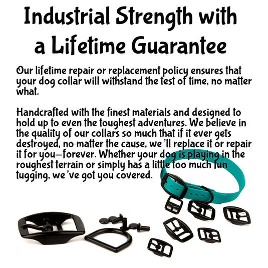 Biothane Dog Collar with Black Classic Rounded Buckle - Waterproof, Visible, Durable and Easy to Clean
